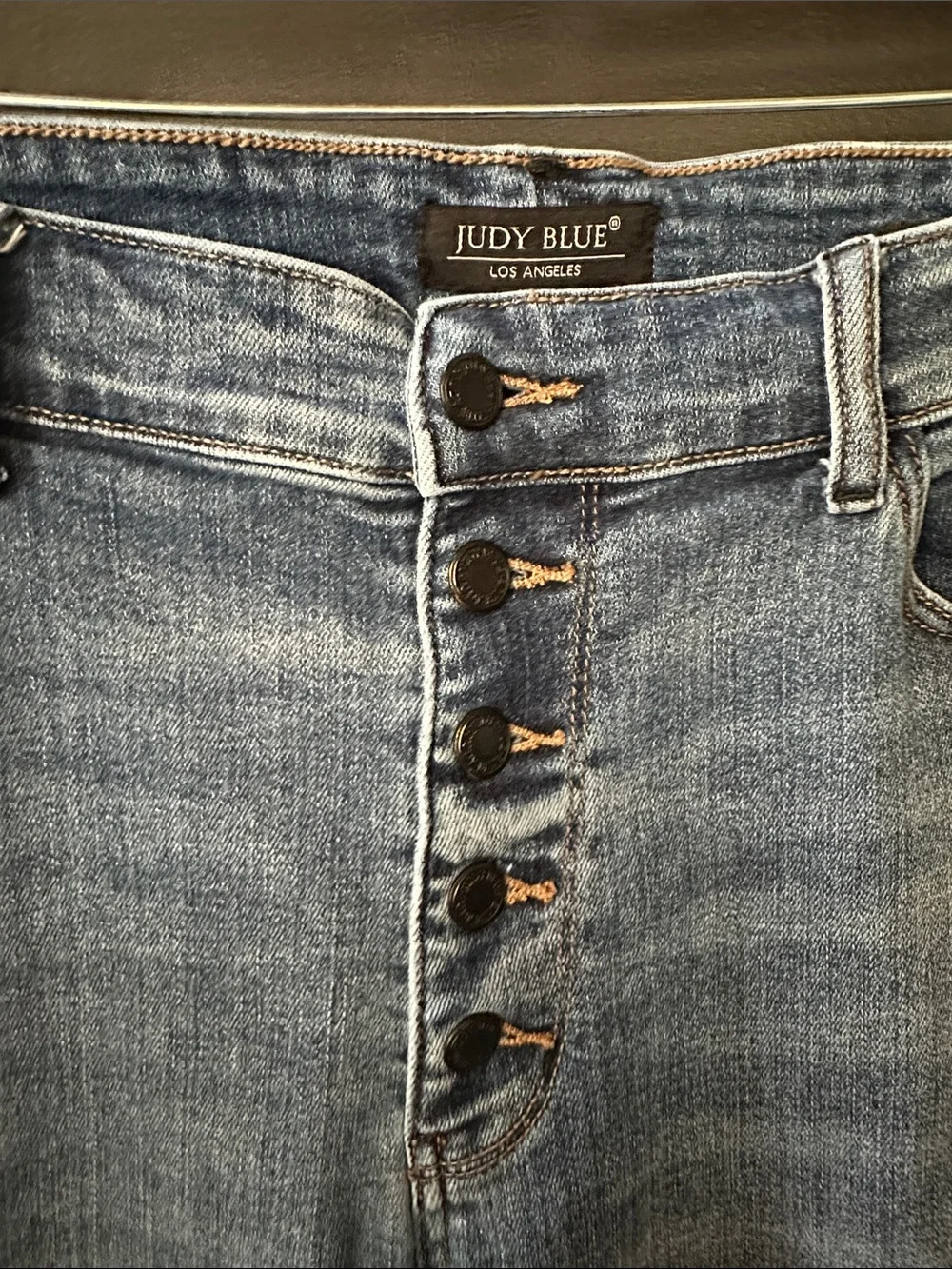 Judy Blue wide leg Light Blue Distressed Crop Jeans with Button-Fly